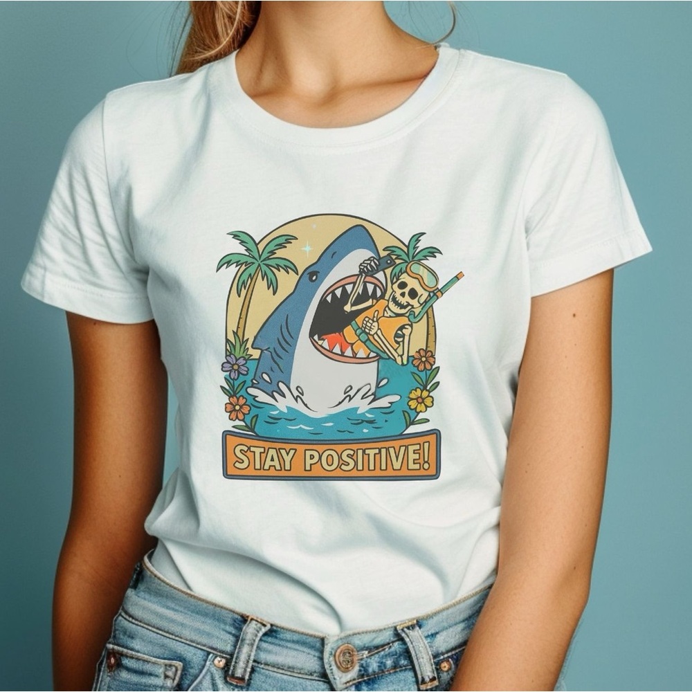 Dark Humor Funny Shark Graphic Tee Sarcastic Punny T-Shirt